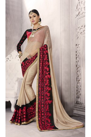 Party-wear-cream-color-saree